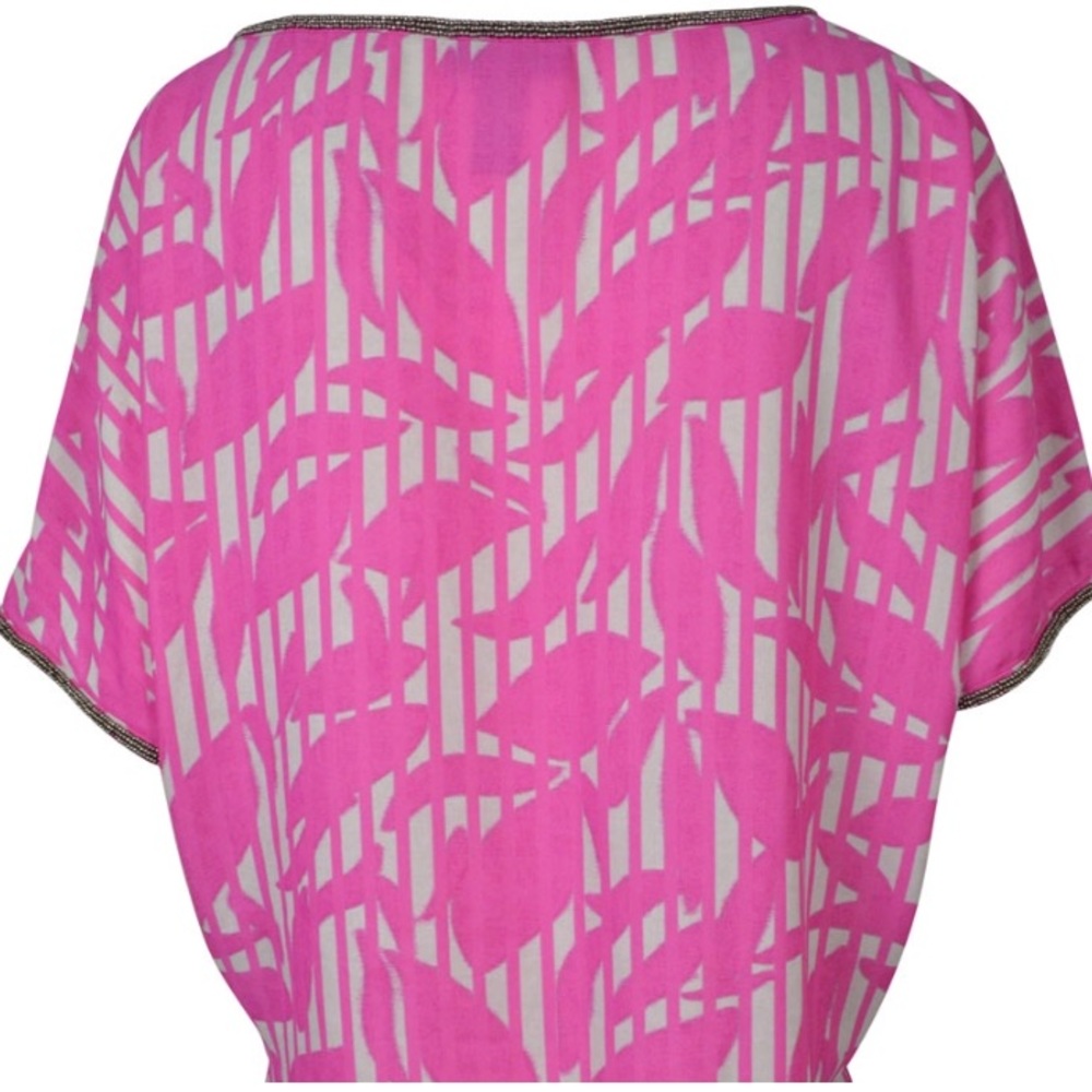 🎀ALFANI🎀BEADED PINK AND TAN BUBBLE SHIRT🎀 - Picture 2 of 6